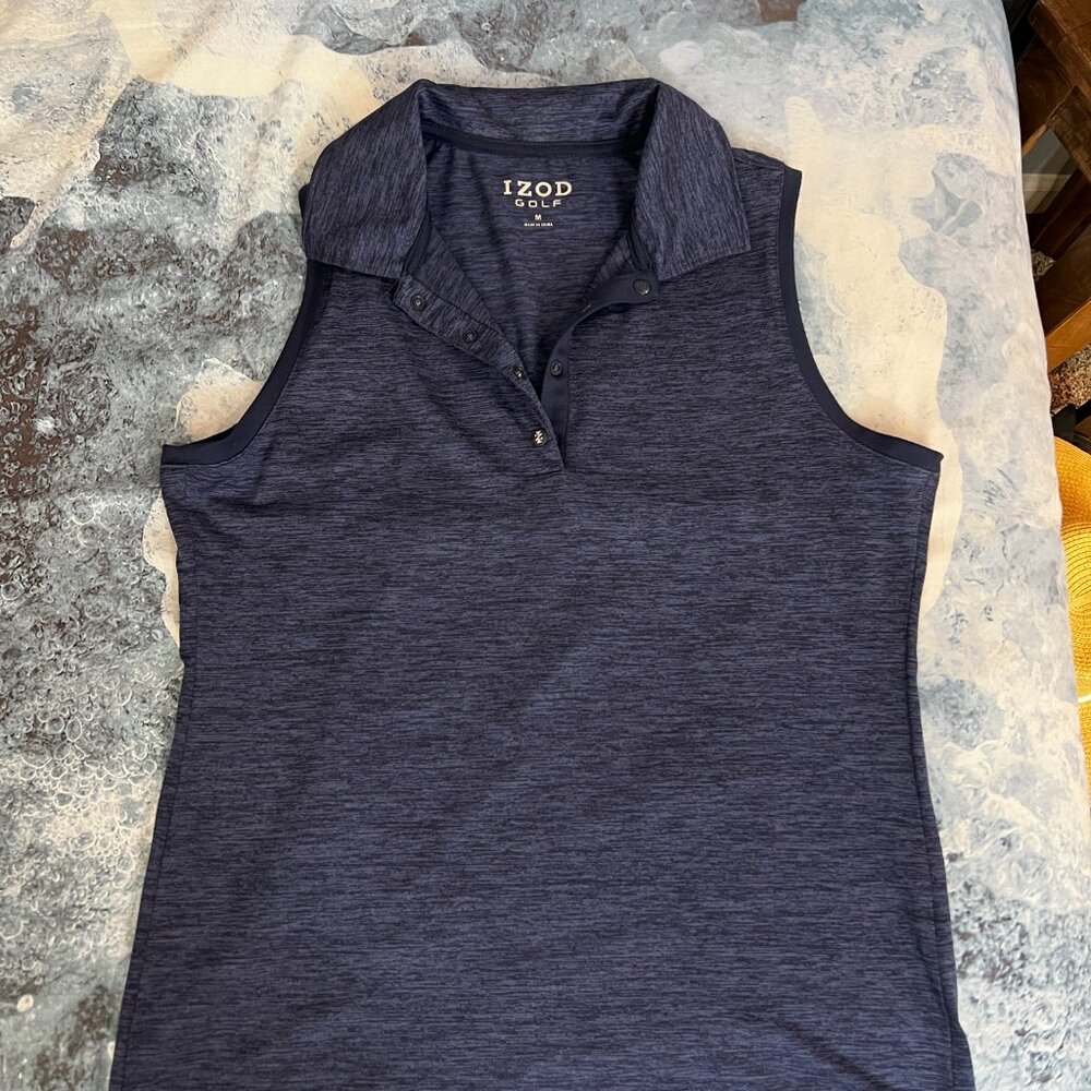 Women's Heather Blue, Izod Sleeveless golf shirt